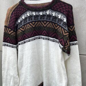 Vintage Aztec 100% Alpaca Handmade Mexico Soft Sweater Men’s Sz M Multicolored